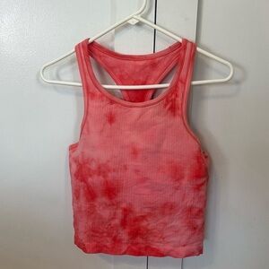 lululemon pink diamond dye Ebb street cropped race back tank